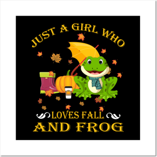 Just A Girl Who Loves Fall & Frog Funny Thanksgiving Gift Posters and Art